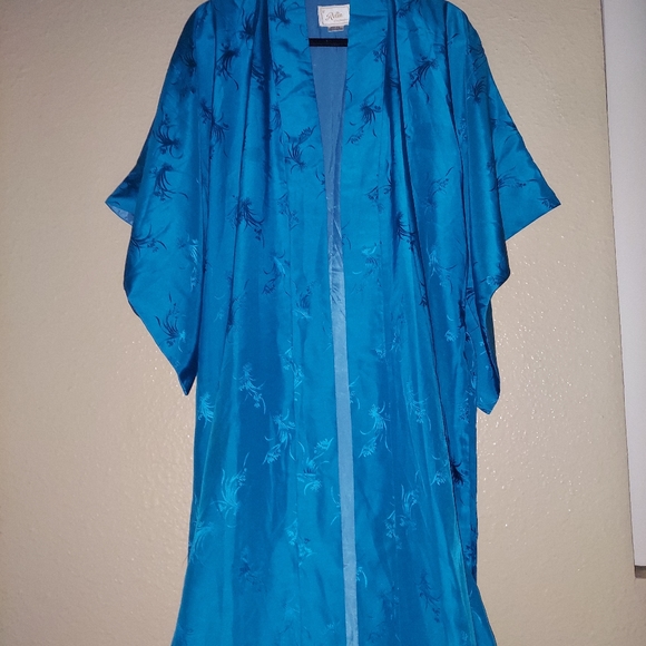 Silk Vintage Hong Kong Kimono Robe BURNING MAN FESTIVAL - Picture 5 of 11